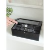Сutie pentru ceasuri cu capac din sticlă, negru/gri, 8 buc