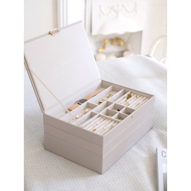 Set 3 cutii pentru bijuterii bej