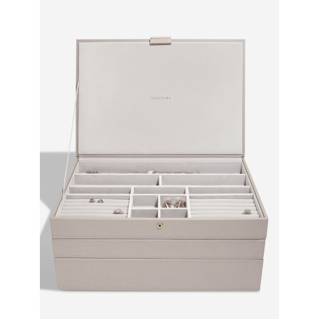 Set 3 cutii pentru bijuterii bej