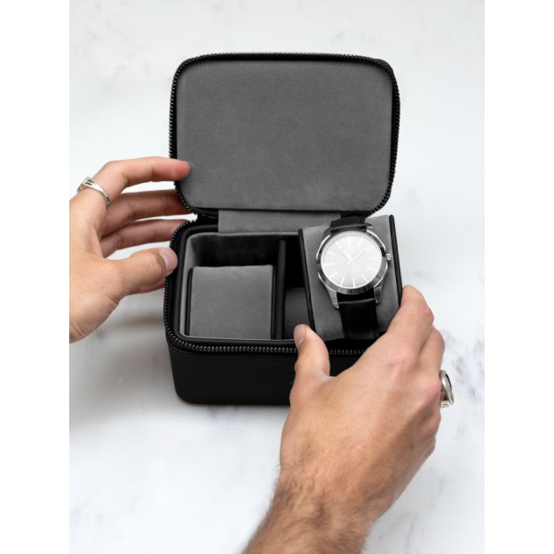 Cutie pentru ceas cu 2 sectiuni BLACK