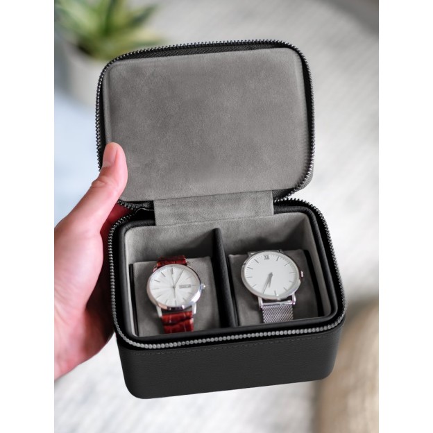 Cutie pentru ceas cu 2 sectiuni BLACK