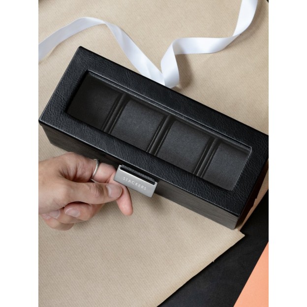 Cutie pentru ceasuri cu 4 sectiuni Black