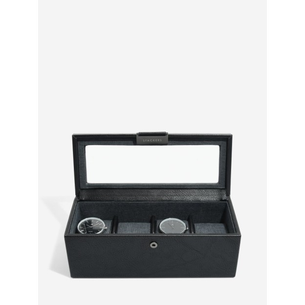 Cutie pentru ceasuri cu 4 sectiuni Black
