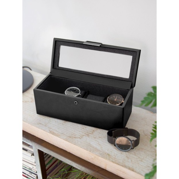 Cutie pentru ceasuri cu 4 sectiuni Black