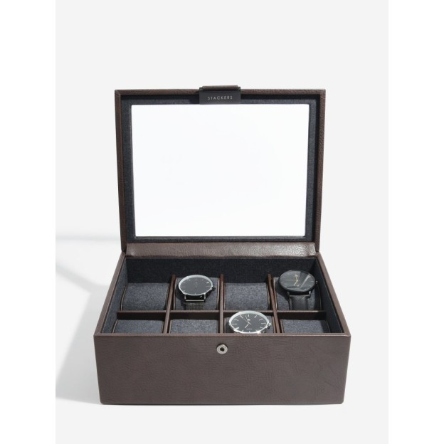 Cutie pentu ceas 8 sectiuni cafeniu