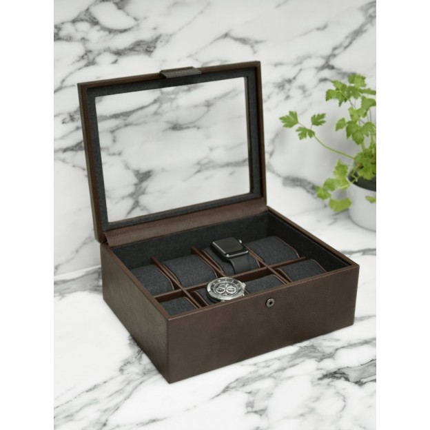 Cutie pentu ceas 8 sectiuni cafeniu