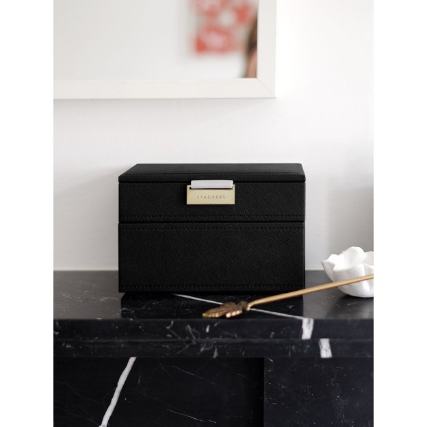 Cutie pentru bijuterie cu 2 nivele  mini neagra