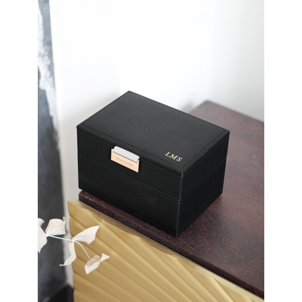 Cutie pentru bijuterie cu 2 nivele  mini neagra