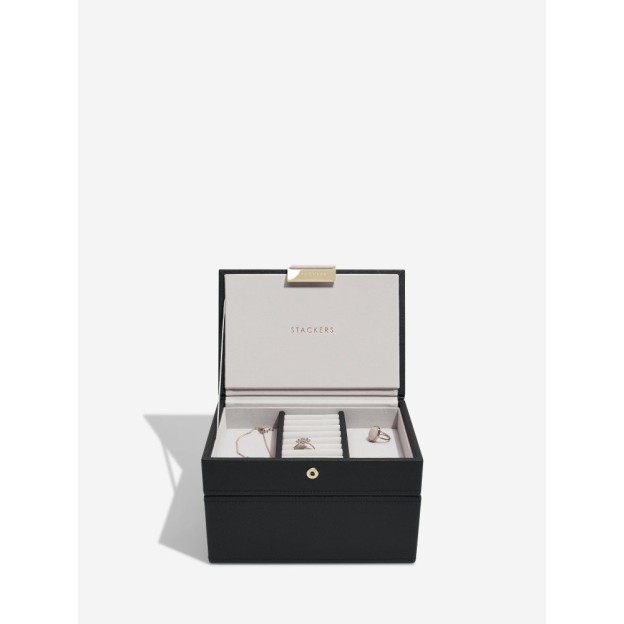 Cutie pentru bijuterie cu 2 nivele  mini neagra