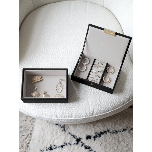 Cutie pentru bijuterie cu 2 nivele  mini neagra