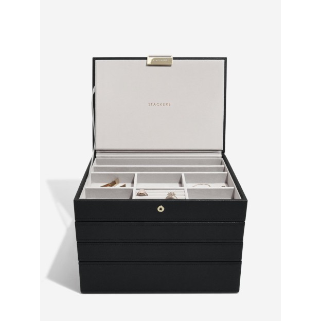 Set 4 cutii pentru bijuterii CLASSIC negru
