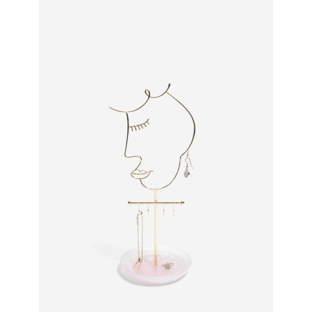 Suport pentru bijuterii cu 5 cârlige, cu cadran din cuarț roz