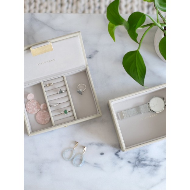 Cutie pentru bijuterie cu 2 nivele mini  bej