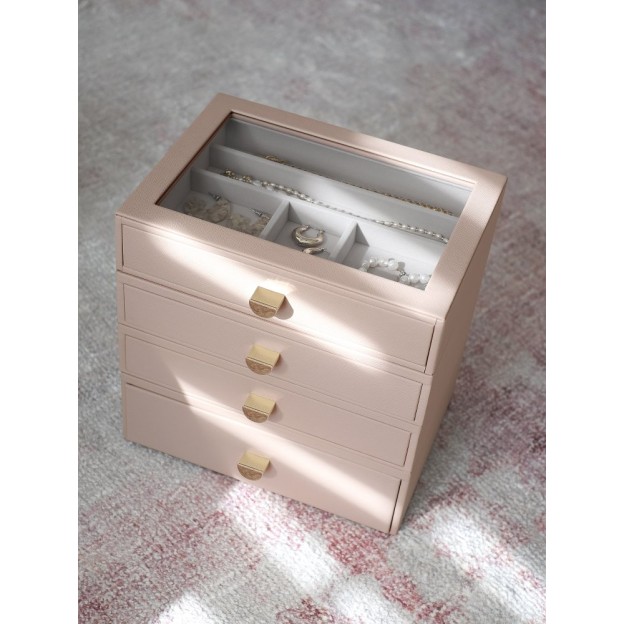 Cutie pentru bijuterii cu 4 nivele roz