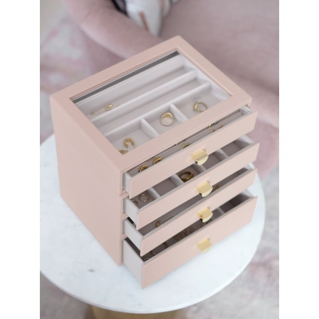 Cutie pentru bijuterii cu 4 nivele roz