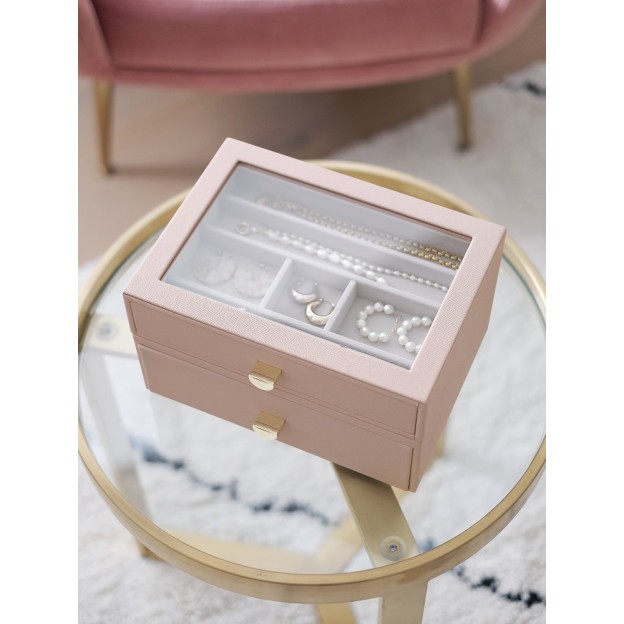 Cutie pentru bijuterie cu 2 nivele roz