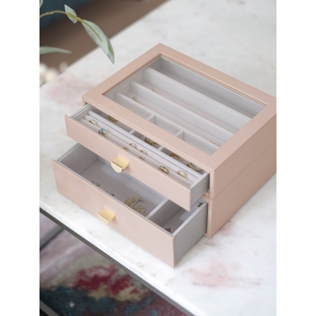 Cutie pentru bijuterie cu 2 nivele roz