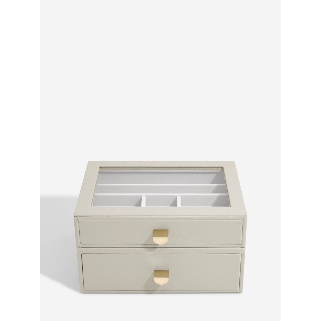 Cutie pentru bijuterie cu 2 nivele bej