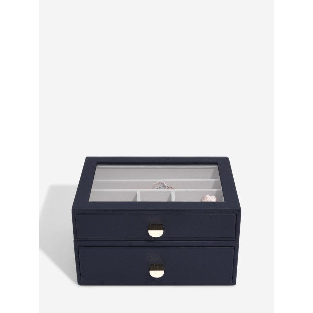 Cutie pentru bijuterie cu 2 nivele albastru
