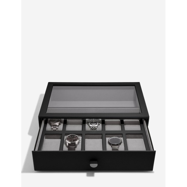 Cutie pentu ceas 10 sectiuni Black