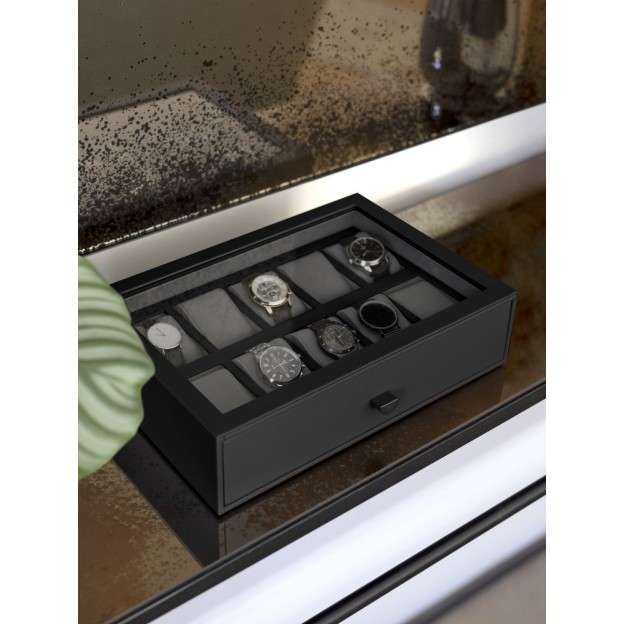 Cutie pentu ceas 10 sectiuni Black