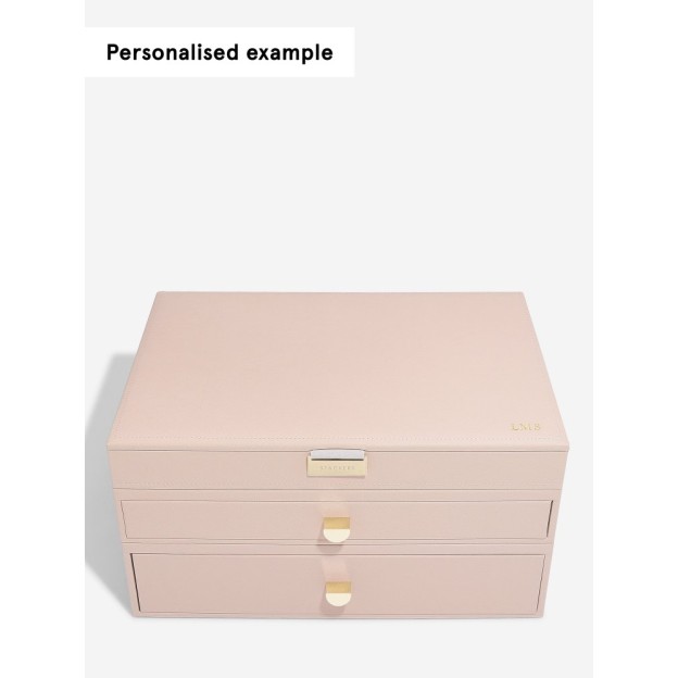 Set 3 cutii pentru bijuterii SUPERSIZE roz/ivory