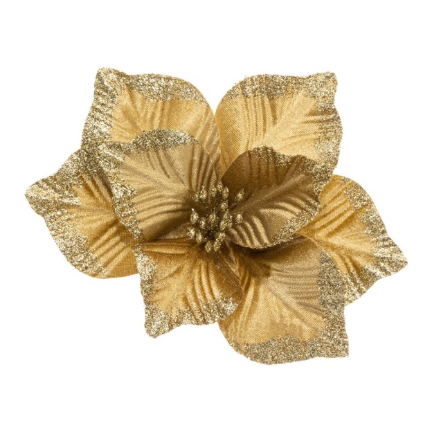 Floare decorativa POINSETTIA GOLD CLIP