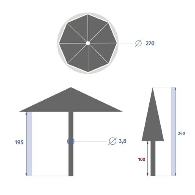 ЗОНТ SISKO 2.7M СЕРО-БЕЖЕВЫЙ