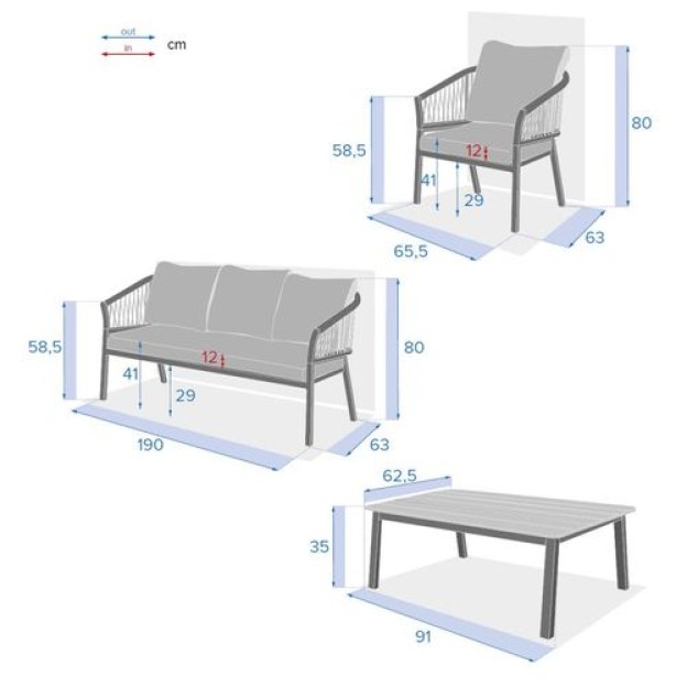 Комплект мягкой мебели ORIENGO 5S ANTH/GRAP