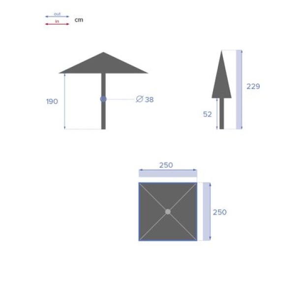 UMBRELA SOIA 2,5X2,5M GRAU
