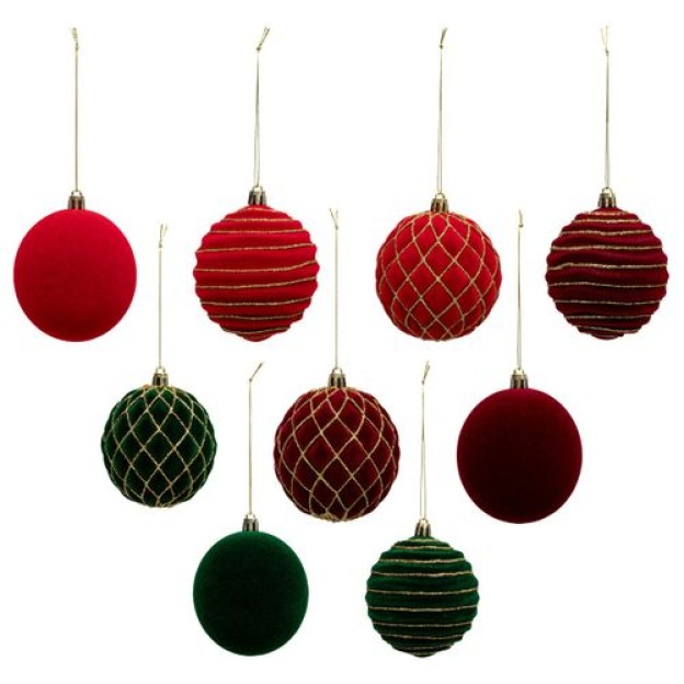Set jucarii brad GLITT RED X9