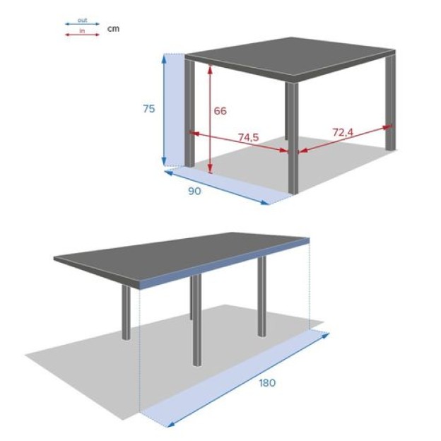 PIAZZA EXT AL HE TABLE 8S LI/W