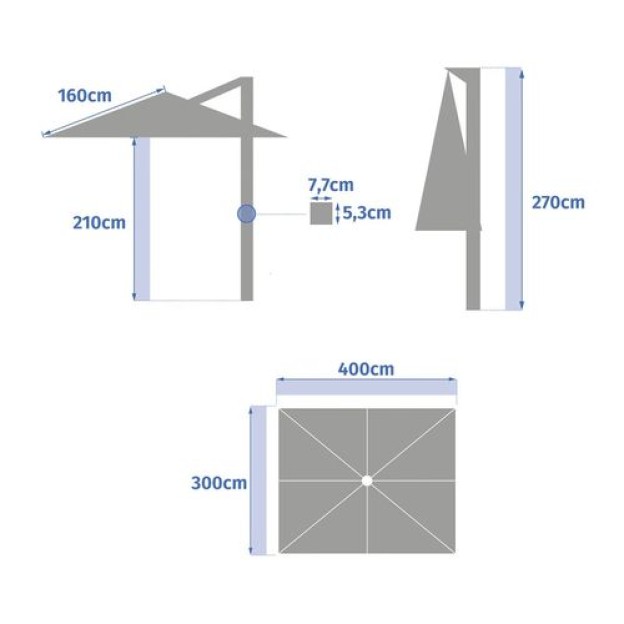 ЗОНТ ЭКВАДОР 4X3M ANO G/SL