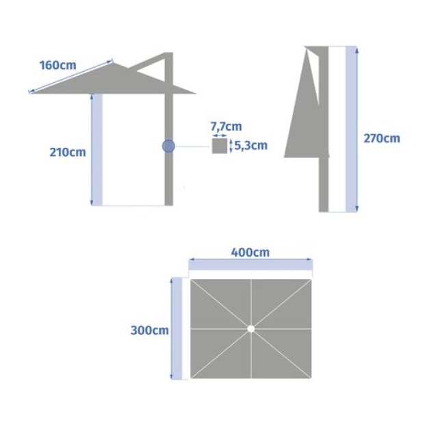 ЗОНТ ЭКВАДОР 4X3M ANO G/SL