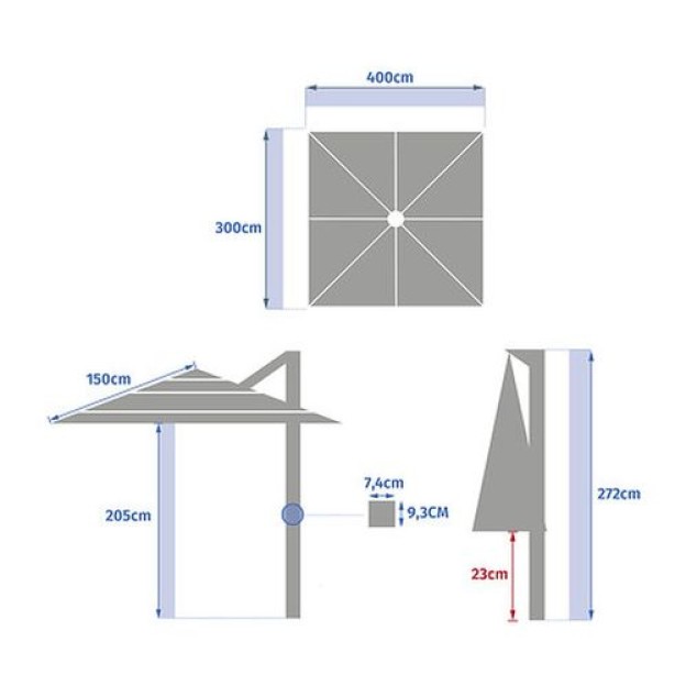 ЗОНТ MELHIA 4X3M ПАВЛИН
