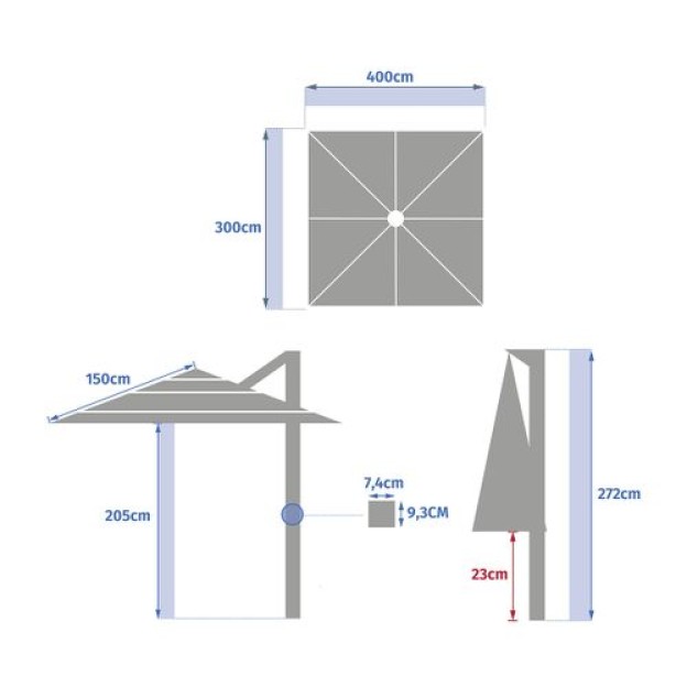 ЗОНТ MELHIA 4X3M ПАВЛИН