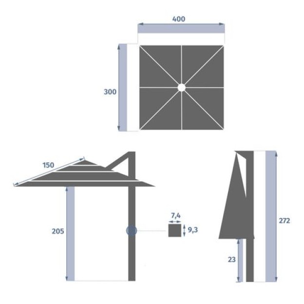 ЗОНТ MELHIA 4X3M ДЕРЕВО