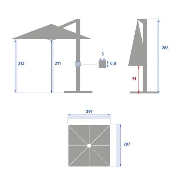 UMBRELA CAYO HANG 3X3M GRAU