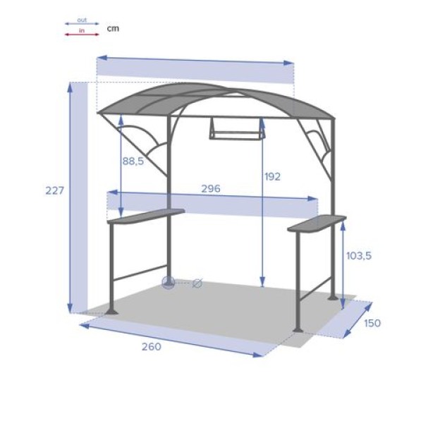 BBQ GAZEBO NEIBA 2,96X1,5 GRAP