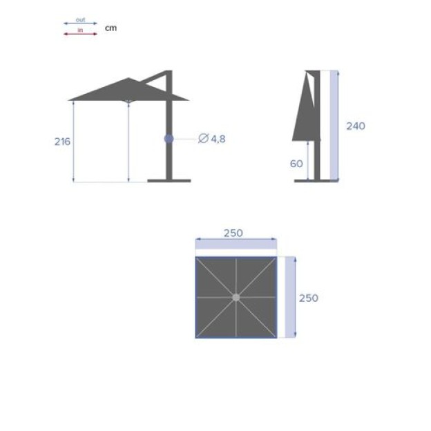 ЗОНТ МАНОА 2.5X2.5M ТЕЛЕВЫЙ