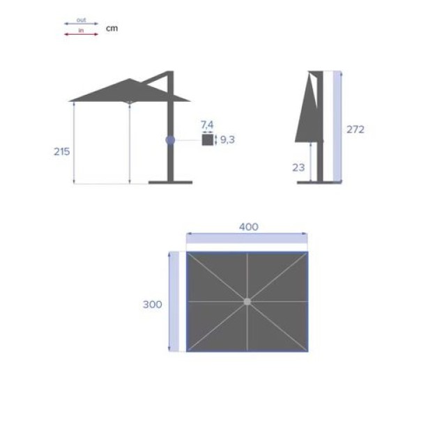 ЗОНТ ELEA POLY 4X3M PEAC