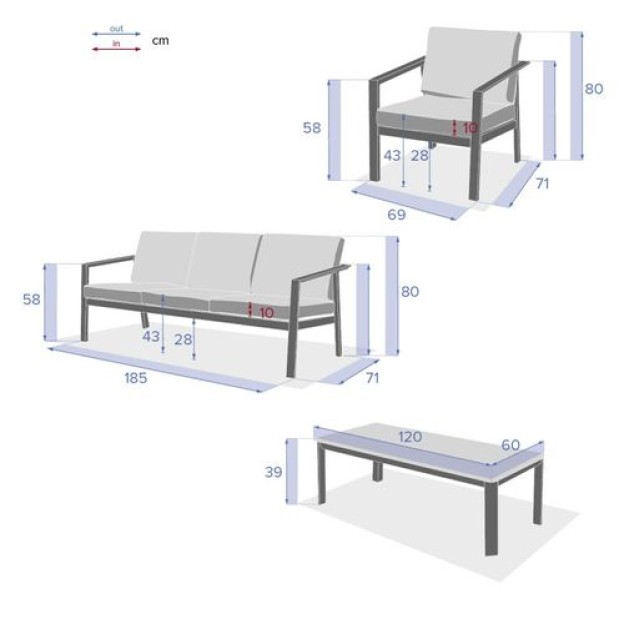 КОМПЛЕКТ ДИВАННОЙ МЕБЕЛИ PAVANE 5S ГРАФИТ