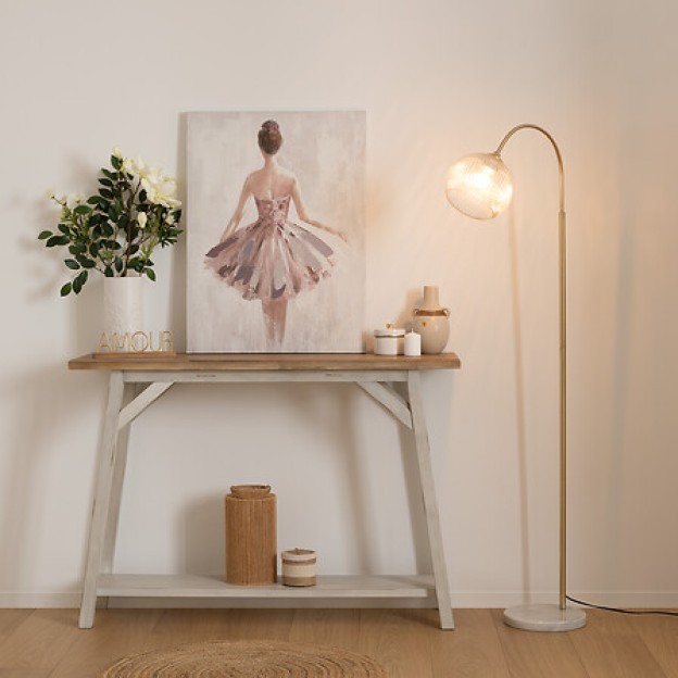 Lampadar arc Laye înalt 150 cm metal sticlă și marmură aur