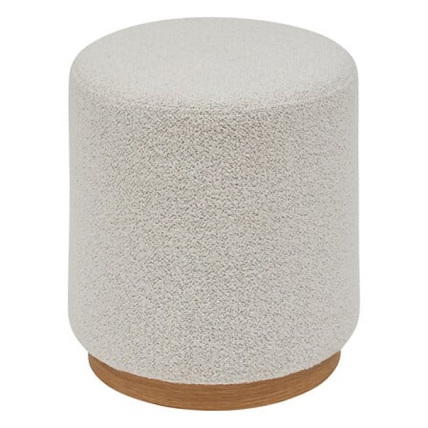 Pouf din material bouclette Nesky, Ø 41 x H. 45 cm, alb