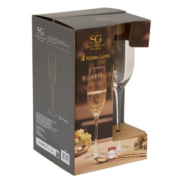 set de 4 pahare de șampanie Lunis 21 cl aurii