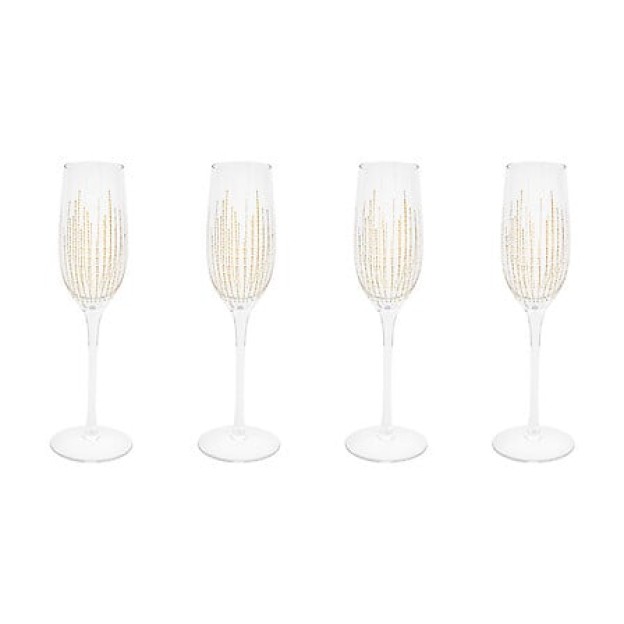 set de 4 pahare de șampanie Lunis 21 cl aurii