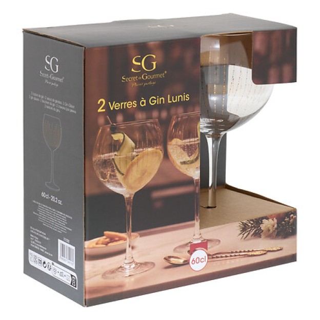 Set de 2 pahare pentru gin Lunis 60 cl aurii