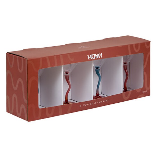 Set de 4 pahare pentru cocktail Homy 30 cl portocaliu