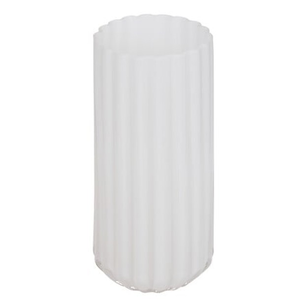 Vază Fleur de Rose înaltă 28 cm, sticlă striată albă
