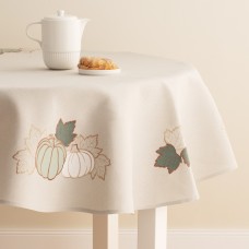 Față de masă rotundă Pistachiony ø 160 cm cu motiv de dovleac